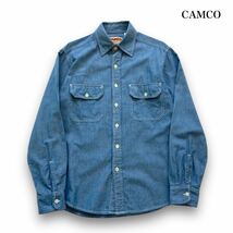 【CAMCO】カムコ シャンブレーワークシャツ 長袖シャツ ボタンダウンシャツ フラップポケット コットン CHAMBRAY WORK SHIRT ライトブルー_画像1