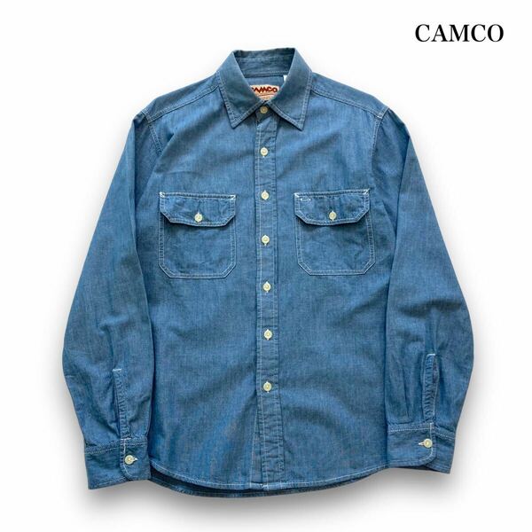 【CAMCO】カムコ シャンブレーワークシャツ 長袖シャツ ボタンダウンシャツ フラップポケット コットン CHAMBRAY WORK SHIRT ライトブルー