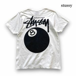 【stussy】ステューシー 8Ball T-Shirt 8ボール半袖Tシャツ クルーネック コットン ビッグロゴ 白 ホワイト STUSSY ショーンフォントロゴ