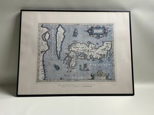 旧家初出 ゲラルド・メルカトル 銅版画 IAPONIA 古地図 49cmx65cm（額サイズ） 【リトグラフ】
