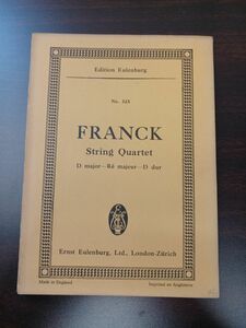 【洋書・楽譜・ミニスコア】FRANCK セザール・フランク／String Quartet／D major／ストリングス譜