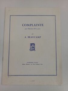 【洋書・楽譜】A.BEAUCAMP アルベール・ボーカン／COMPLAINTE／クラリネット、ピアノ譜