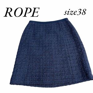 ROPE ミニスカート タイトスカート ネイビー ツイード 38