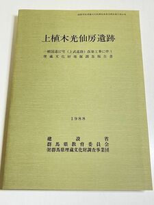 339-D19/上植木光仙房遺跡 埋蔵文化財発掘調査報告書/群馬県教育委員会/1988年 付図つき