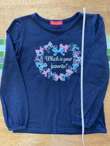 美品 ロングTシャツ 長袖 カットソー キッズ 紺色 130