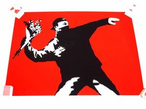  rare WCP Banksy Bank si-LOVE IS IN THE AIR WCPli production silk screen print present-day art limited goods 