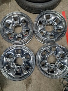 旧車　希少　純正　日産テラノD21 メッキホイール ダットサン キャラバン 4本セット 6穴 15×6Ｊ　ローライダー