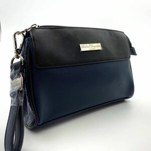 1 jpy [ new goods unused ]Salvatore Ferragamo Salvatore Ferragamo gun chi-ni second bag pouch clutch bag Logo business men's 