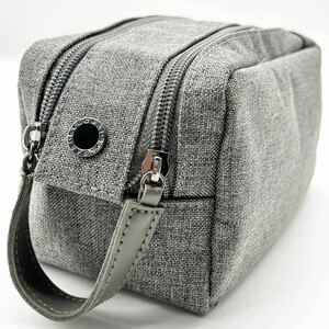 [ новый товар не использовался ]BVLGARI BVLGARY ручная сумочка клатч Mini сумка Circle металлические принадлежности серебряный металлические принадлежности кожа парусина мужской серый 