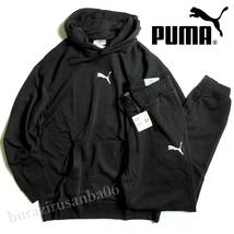 US/S 日本M相当 大きめ 春物◆未使用 PUMA プーマ リラックスフィット 上下 スウェット パーカー スウェットパンツ セットアップ 黒_画像1