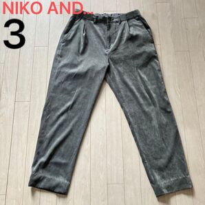 NIKO AND… リラックスパンツ サイズ3 寒い時期用 カーキグレー 擦れ箇所×1