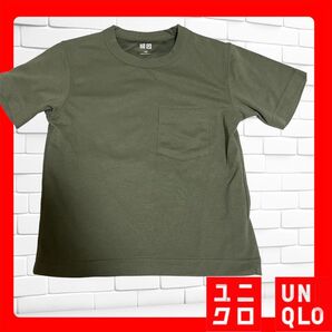 ⑥【美品】UNIQLO カーキ Tシャツ