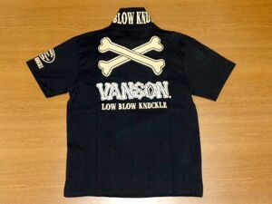 LOW BLOW KNUCKLE VANSON コラボ ポロシャツ ドッグ ボーン/黒Mサイズ]ロー ブロー ナックル バンソン ダブルネーム 588859 新品 刺繍