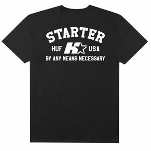 限定 【2XL】 HUF ハフ STARTER スターター BLACK LABEL コラボ ロックアップ 半袖 Tシャツ 黒 90年代 Wu-Tang ウータン メタルフォイル