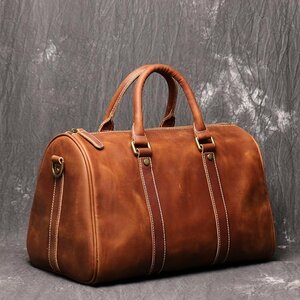  дорожная сумка сумка "Boston bag" натуральная кожа мужской сумка большая вместимость кожа машина внутри принесенный независимый телячья кожа путешествие сумка Golf сумка командировка Brown 
