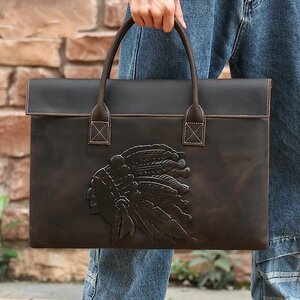  beautiful goods * high quality business bag men's bag original leather thick cow leather tote bag high capacity multifunction independent business trip A4 correspondence 17 -inch PC bag commuting bag 