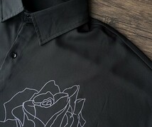 即日発送 モード系 一輪 花柄 シャツ 長袖 ブラック アート 薔薇柄 個性的 黒 オーバーサイズ メンズ オーバーサイズ 送料無料_画像6