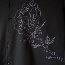 即日発送 モード系 一輪 花柄 シャツ 長袖 ブラック アート 薔薇柄 個性的 黒 オーバーサイズ メンズ オーバーサイズ 送料無料_画像5