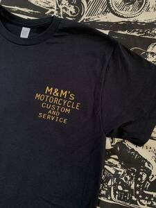 New M&M's motorcycle Tシャツ　ブラック/カラシ　Lサイズ　VMXビンテージモトクロストラッカースクランブラーBSA bultaco TriumphSR400