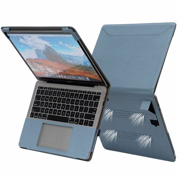 MacBookPro 14ライトブルーPUレザー スタンド付き 未使用品 