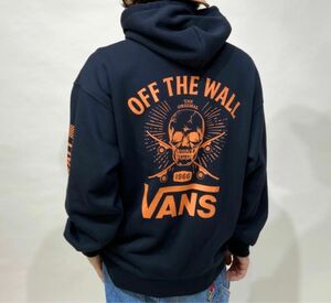 VANS バンズ　ルーズシルエット バックプリントパーカー 121K1031200 パーカー　メンズ　ブラック　裏起毛