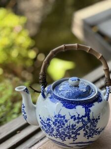アンティーク　染付 梅　土瓶 花瓶　茶器 民芸　骨董　レトロ　茶道具 観葉植物もあいます。