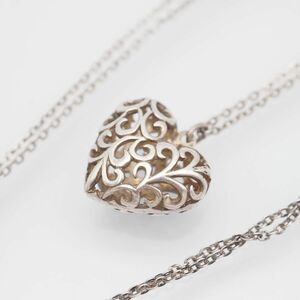 T143 Vintage SILVER925 STERLING печать подвеска колье ... резьба по дереву Heart дизайн серебряный 