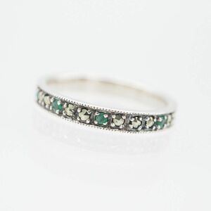 N813 emerald ma-ka site ma LUKA jito925 stamp ring design silver ring Vintage 5 month birthstone 15 number 
