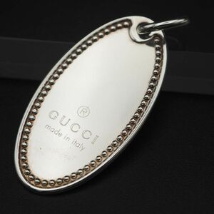 Y851 1 иен GUCCI Gucci 925 MADE IN ITALY печать Logo plate овальный дизайн серебряный подвеска с цепью очарование head 