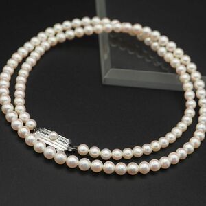 Y849 MIKIMOTO Mikimoto pearl 5.3mm. pearl SIL stamp design silver necklace 6 month birthstone 