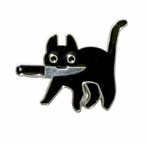 猫 ナイフ ピンズ レディース ブローチ ピンバッジ ネコ キャット アニマル 動物 包丁 刃物 レトロ アンティーク おしゃれ かわいい