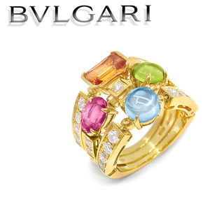 【超美品 ほぼ未使用】 ブルガリ BVLGARI アレグラ プレシャスストーンリング 指輪 ダイヤモンド カラーストーン 18金 K18YG 10～11号