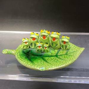 ミニ カエル かえる 蛙 置物 飾り 万兵作 ふる里民芸品 陶器 縁起物 