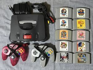 即決 送無料 Nintendo64 メモリー拡張パック付き 本体 ACアダプター AVケーブ各1個 コントローラー2個 ソフト10本 任天堂 ニンテンドー N64