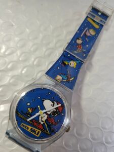 SNOOPY とANA コラボ 腕時計 新電池 稼働 スキー スヌーピー クリアーケース スウォッチ