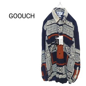 【GOOUCH】80〜90's タグ付き 総柄シルクシャツ A-1934