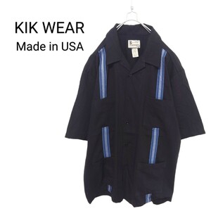 【KIK WEAR】 USA製 オープンカラー 開襟キューバシャツ A-1966