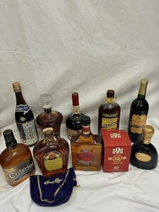 古酒 10本 EXTRA courvoisier クルボアジエ コニャック ナポレオン クラウンロイヤル スコッチ ウイスキー ゴディバ 浦MY0426-17