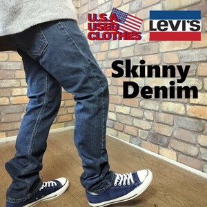 DP1-010【USA Levi's 限定】カシミヤデニム スキニーデニム【W29】【モデル175cm】USA古着★スリム ストレート パンク チープマンデー 519