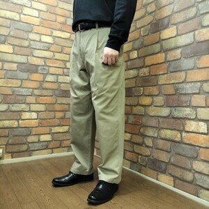 BP3-212【L.L.BEAN】80s USA製 タロンジップ ワイド スラックスパンツ【W38 メンズ XL】【モデル175cm】ベージュ USA古着 アメカジ ワーク