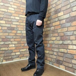 BP3-111【H&M】USA限定 黒 ストレッチ スラックスパンツ【36R メンズXL】【モデル175cm】ブラック US古着 モード古着 パンク