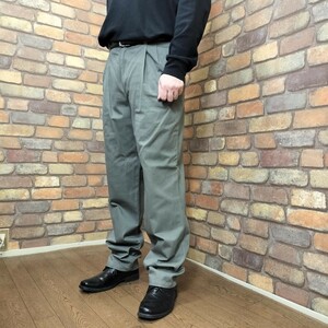 BP3-205【FARAH】メキシコ製 コットン トラウザーズ スラックスパンツ【W34 メンズ L】【モデル175cm】モスグリーン ミリタリー USA買付品