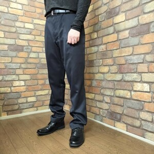 BP3-078【PERRY ELLIS】オーバーサイズ テーパード スラックスパンツ【W38 メンズXL】【モデル175cm】ブラックカラー USA古着 大きいサイズ