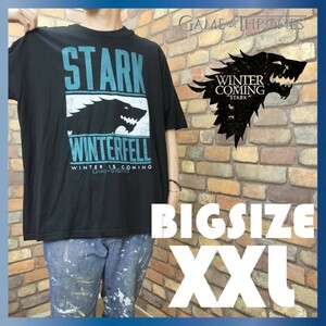 ME10-316【モデル175cm普通体型】USA直輸入★オフィシャル品【GAME OF THRONES】WINTER IS COMING Tシャツ【XXL】黒 海外ドラマ ゲーム