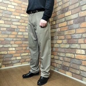 BP3-110【CLAIBORNE】ワイド カラー スラックスパンツ【W34 メンズL】【モデル175cm】濃ベージュ Y2K チノパンツ ワーク アメカジ USA古着