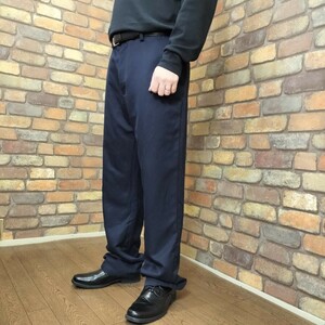 BP2-925【HAGGAR ハガー】美USED BIGサイズ ノータック スラックスパンツ【W36×L34 メンズ XL】【モデル175cm】濃紺 ビジネス ゴルフ