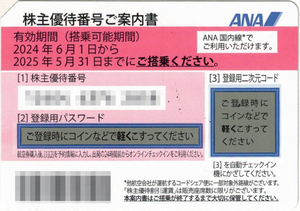 #10312　ANA株主優待（赤） 割引券 1枚　発送も番号通知も可　2025年5月31日まで 