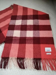 BURBERRY　バーバリー　マフラー　ストール　スカーフ　ショール　大判　カシミヤ100％　　サーモンピンク　送料無料！ 