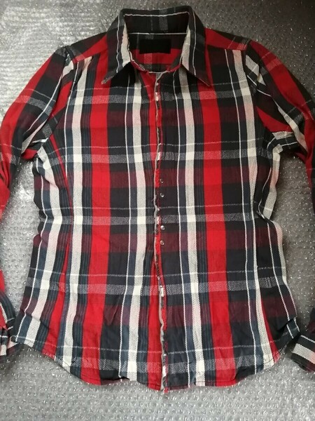 ジュンハシモト　フックシャツ　ネルシャツ　チェックシャツ　オンブレチェック　長袖シャツ　サイズ2　美品！　