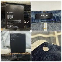 USA製 正規品 AMIRI アミリ Denim pants ヴィンテージ加工 デニムパンツ ジーンズ 革パッチ ボタンフライ ロゴプレート ヒゲ 31_画像10